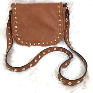Expressions NYC Tan Crossbody Studded bag